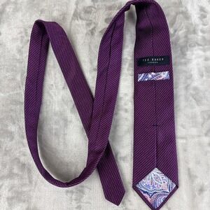 Ted Baker London Necktie Silk/‎ Cotton Purple Pink Micro Pattern Colorful (1296)